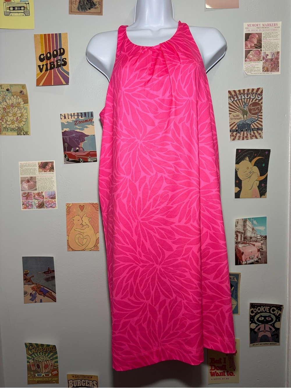 Vineyard Vines Hot Pink Tropical Print Halter Top